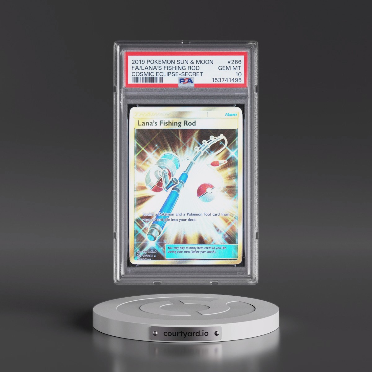 2019 Pokémon Sun & Moon Cosmic Eclipse #266 Lana's Fishing Rod - Full Art Secret (PSA 10 GEM MINT)