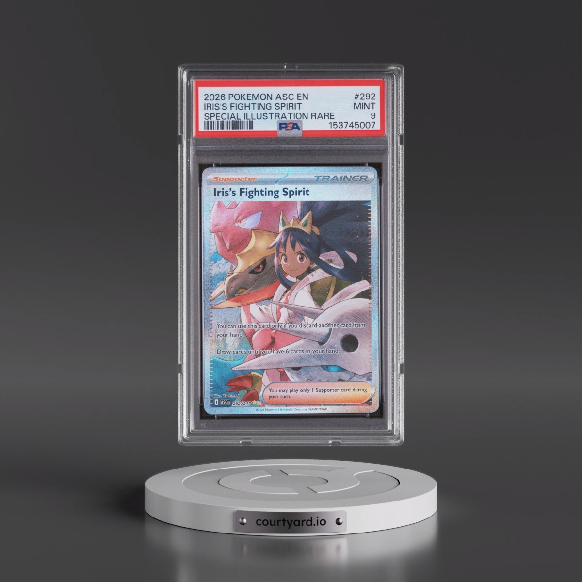 2026 Pokémon Asc EN-Ascended Heroes #292 Iris's Fighting Spirit - Special Illustration Rare (PSA 9 MINT)