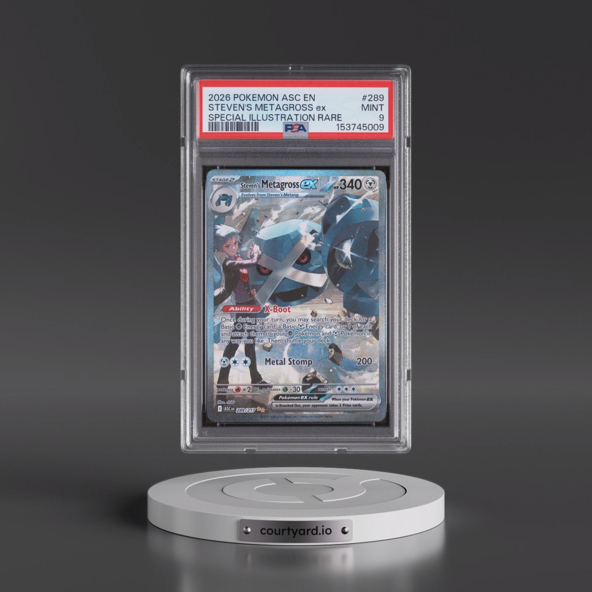 2026 Pokémon Asc EN-Ascended Heroes #289 Steven's Metagross EX - Holo Special Illustration Rare (PSA 9 MINT)