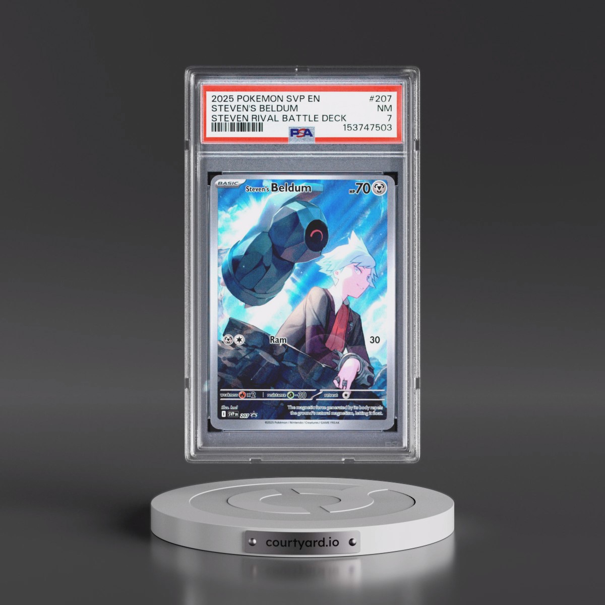2025 Pokémon Svp EN-SV Black Star Promo #207 Steven's Beldum - Steven Rival Battle Deck (PSA 7 NM)