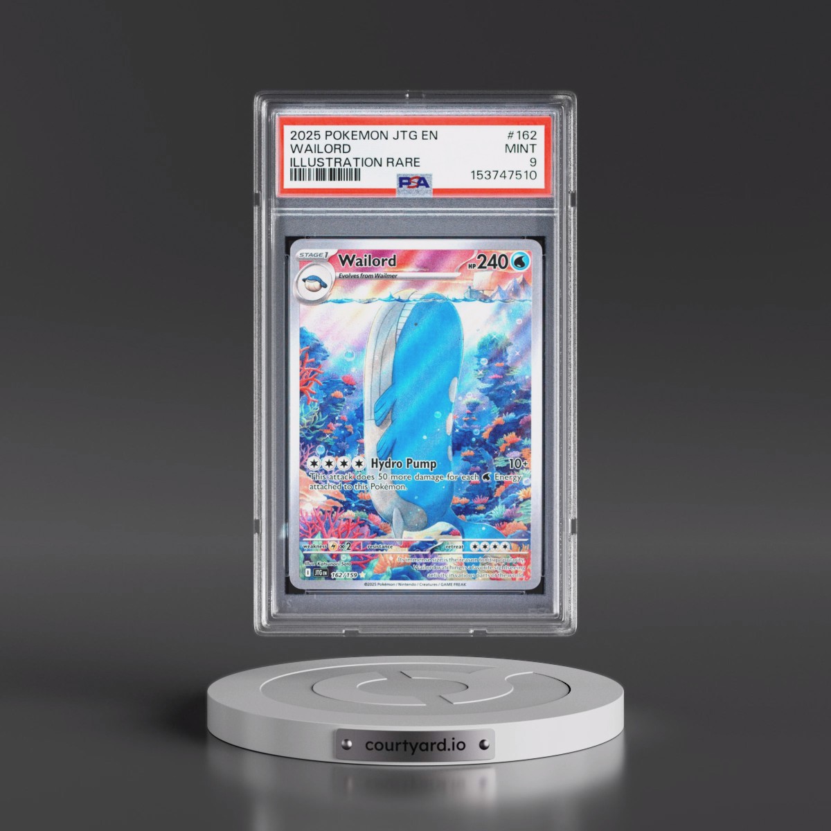 2025 Pokémon Jtg EN-Journey Together #162 Wailord - Illustration Rare (PSA 9 MINT)