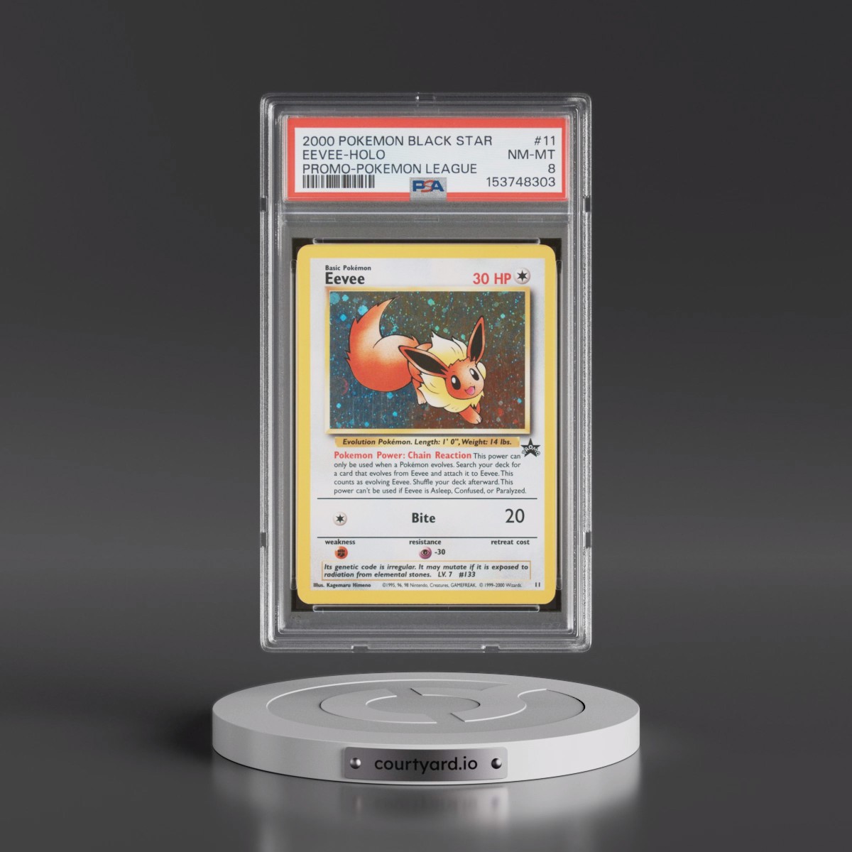 2000 Pokémon Promo Black Star #11 Eevee - Holo Pokemon League (PSA 8 NM-MT)