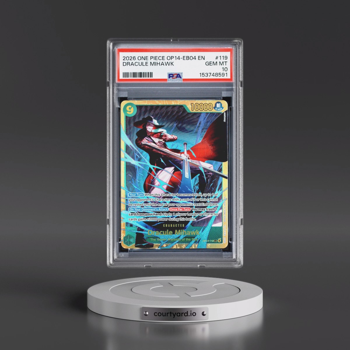 2026 One Piece OP14-EB04-the Azure Sea's Seven #119 Dracule Mihawk (PSA 10 GEM MINT)