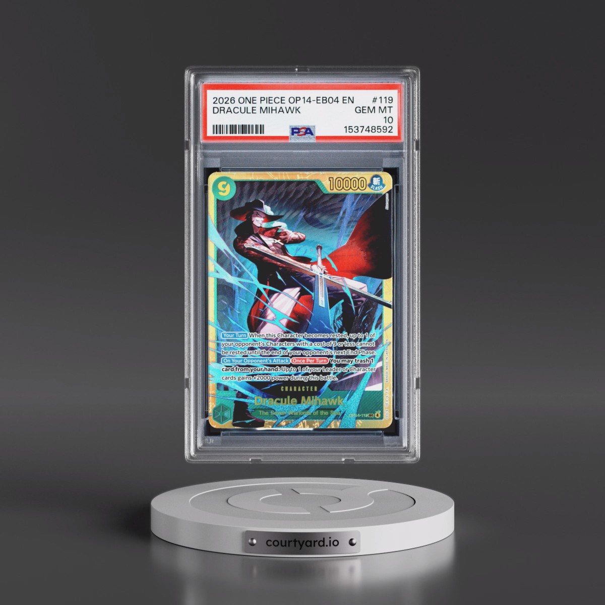 2026 One Piece OP14-EB04-the Azure Sea's Seven #119 Dracule Mihawk (PSA 10 GEM MINT)