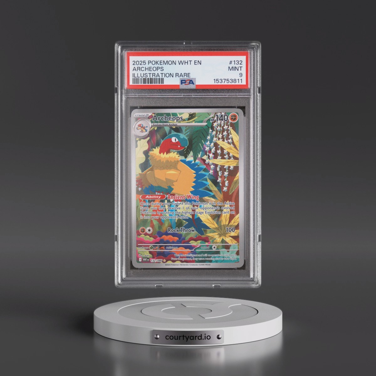 2025 Pokémon Wht EN-White Flare Archeops - Illustration Rare #132 PSA 9