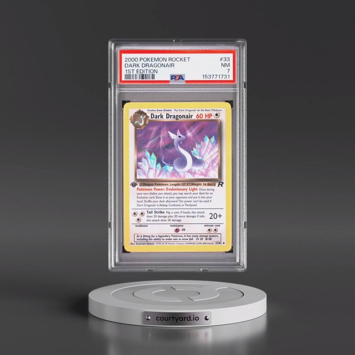 2000 Pokémon Rocket #33 Dark Dragonair - 1st Edition (PSA 7 NM)