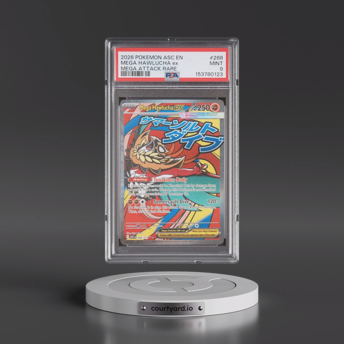 2026 Pokémon Asc EN-Ascended Heroes #268 Mega Hawlucha EX - Holo Mega Attack Rare (PSA 9 MINT)