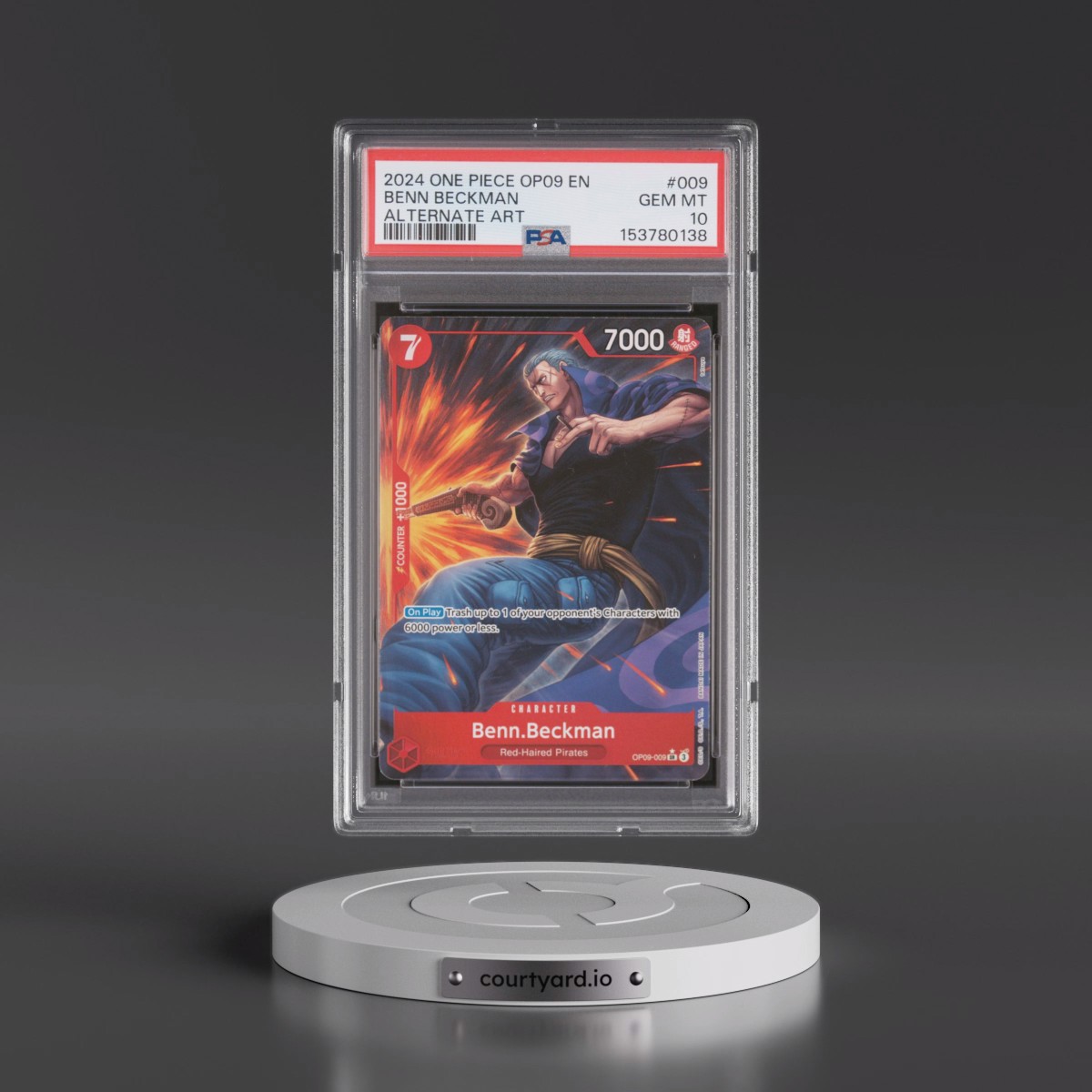 2024 One Piece OP09-Emperors in the New World #009 Benn Beckman - Alternate Art (PSA 10 GEM MINT)