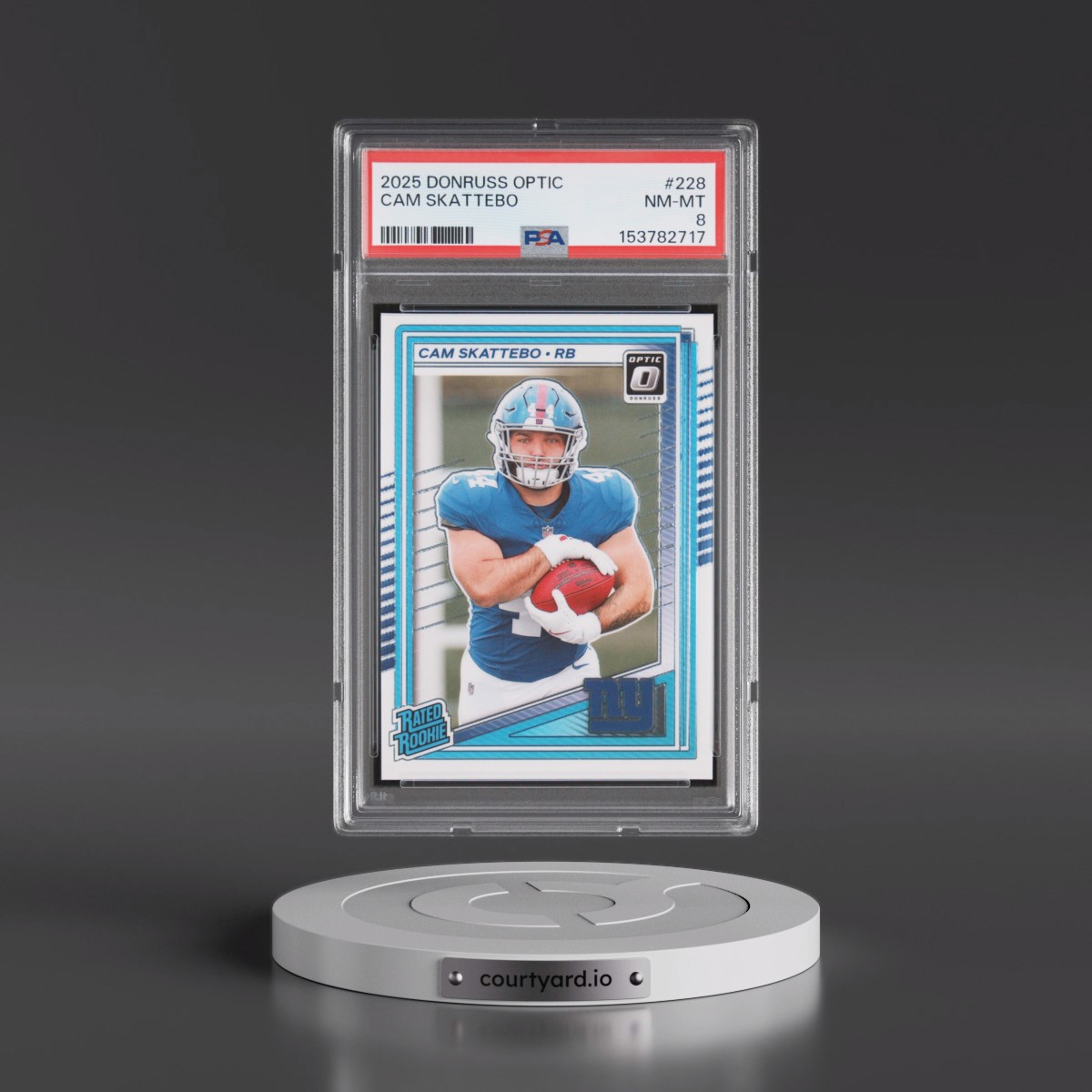 2025 Panini Donruss Optic Cam Skattebo #228 PSA 8