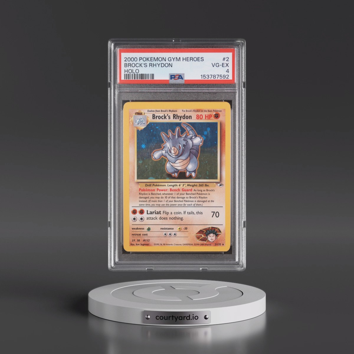 2000 Pokémon Gym Heroes #2 Brock's Rhydon - Holo (PSA 4 VG-EX)