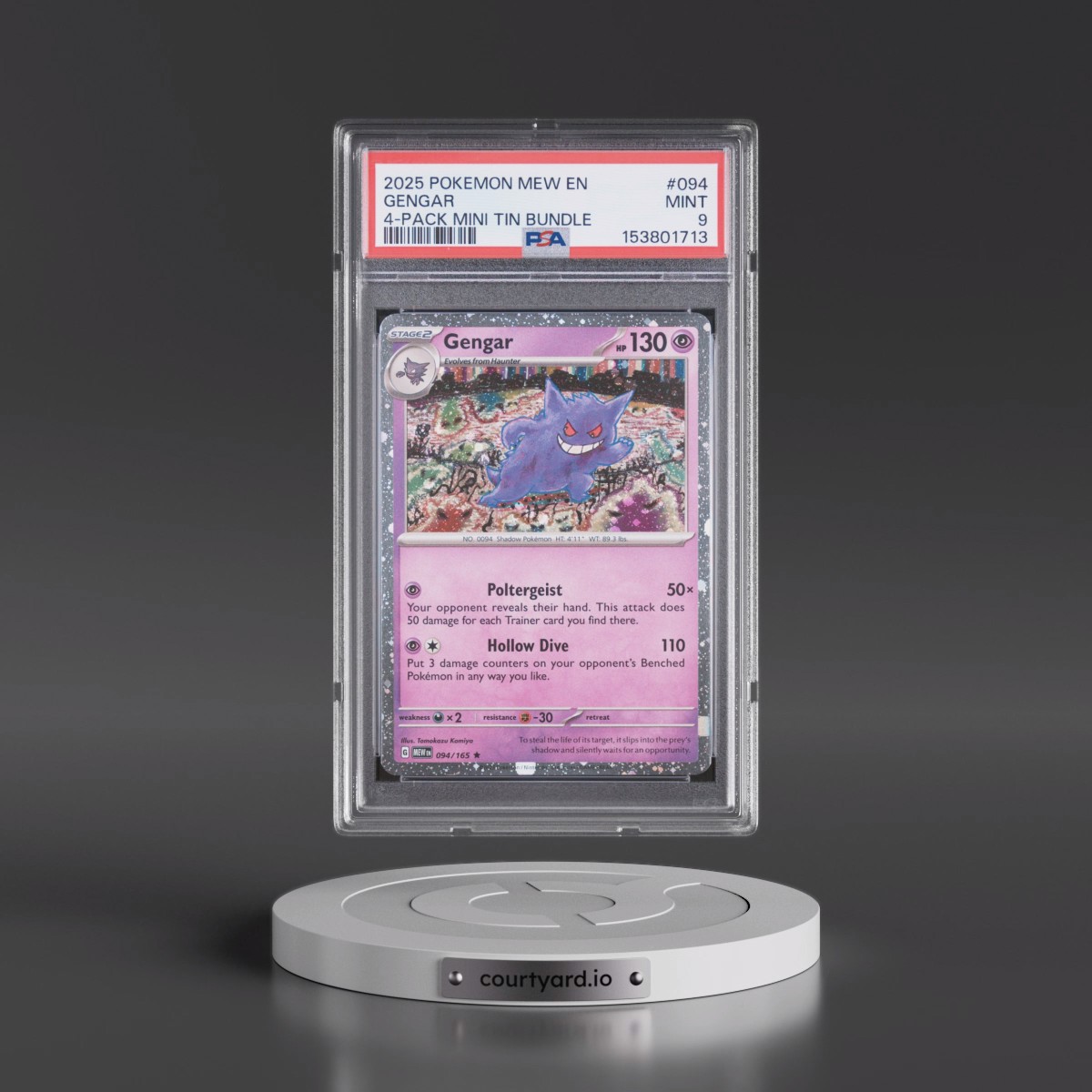 2025 Pokémon Mew EN-151 #094 Gengar - 4-Pack Mini Tin Bundle (PSA 9 MINT)