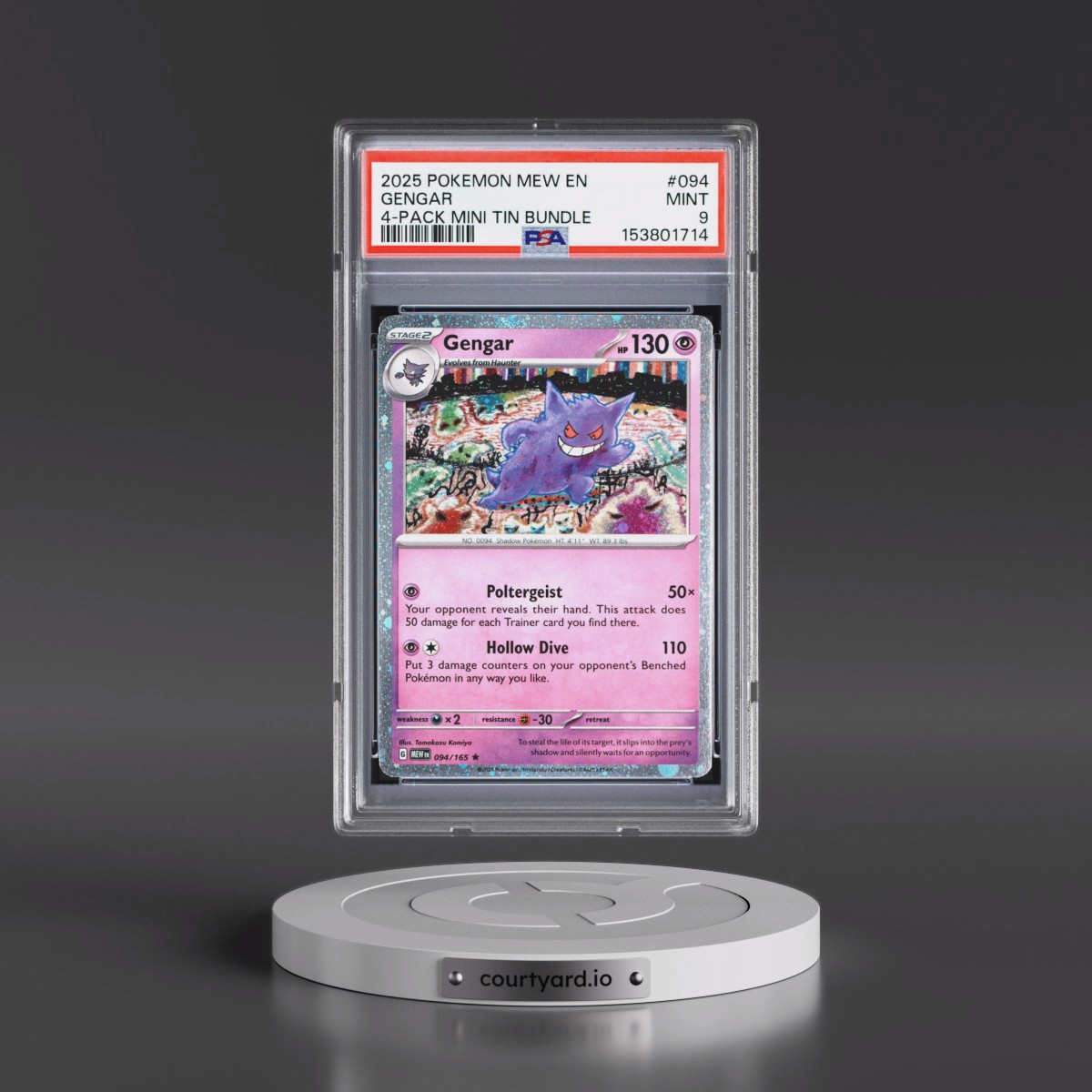 2025 Pokémon Mew EN-151 #094 Gengar - 4-Pack Mini Tin Bundle (PSA 9 MINT)