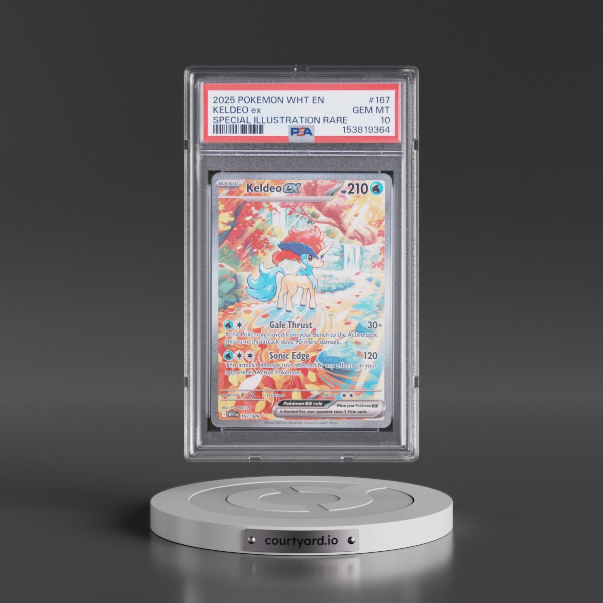 2025 Pokémon Wht EN-White Flare #167 Keldeo EX - Holo Special Illustration Rare (PSA 10 GEM MINT)