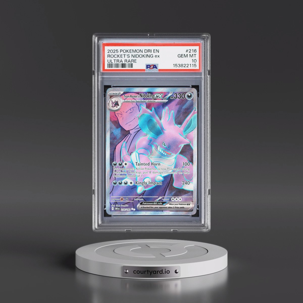 2025 Pokémon Dri EN-Destined Rivals #216 Team Rocket's Nidoking EX - Holo Ultra Rare (PSA 10 GEM MINT)