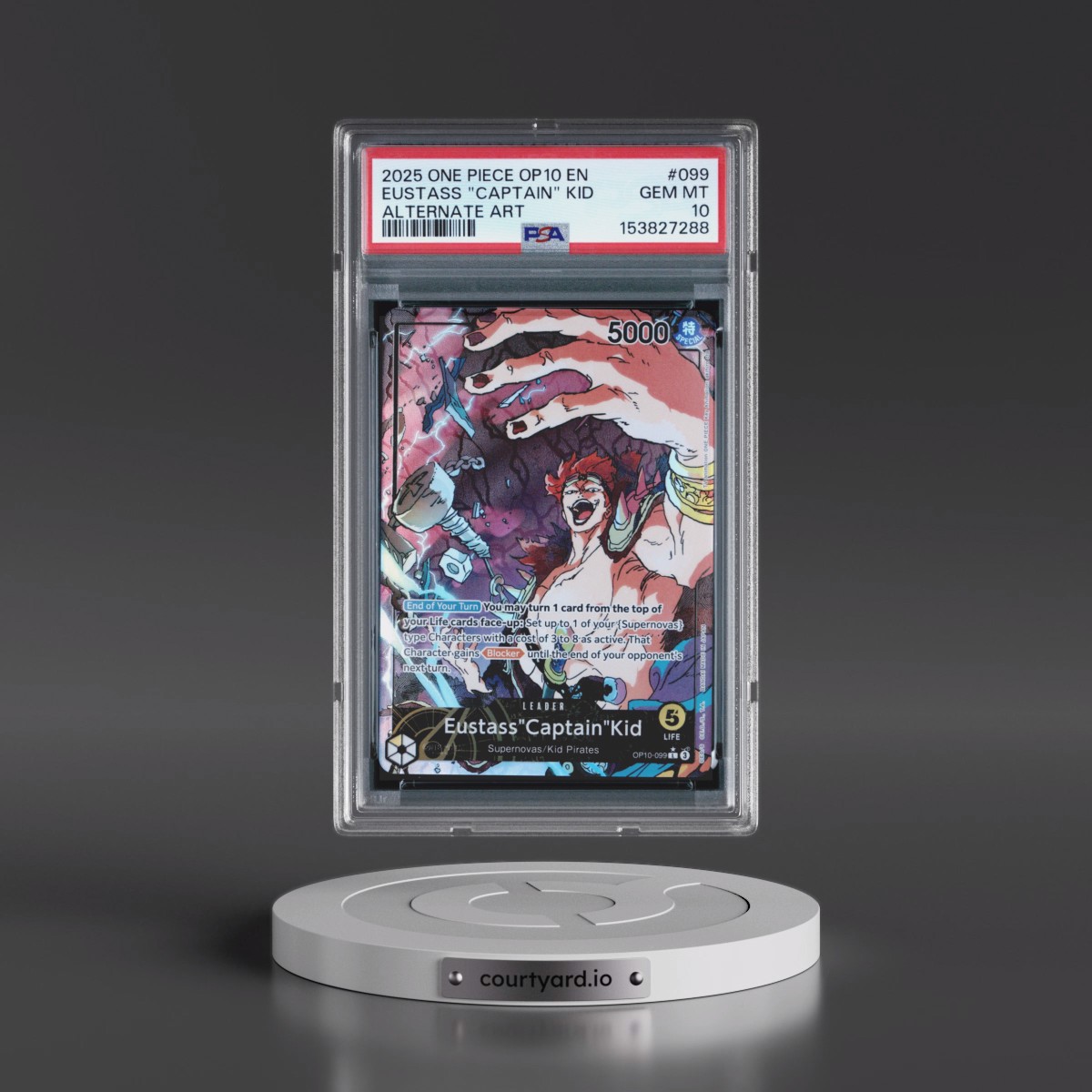 2025 One Piece OP10-Royal Blood #099 Eustass "Captain" Kid - Alternate Art (PSA 10 GEM MINT)