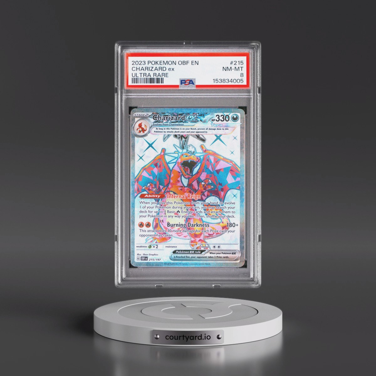 2023 Pokémon Obf EN-Obsidian Flames #215 Charizard EX - Holo Ultra Rare (PSA 8 NM-MT)