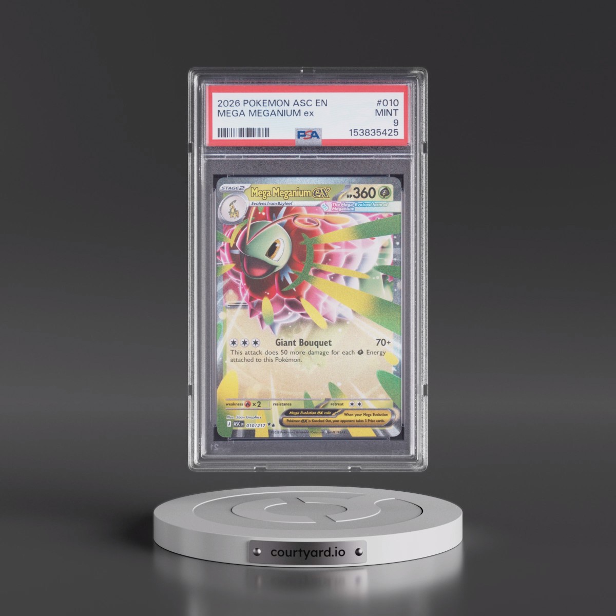 2026 Pokémon Asc EN-Ascended Heroes #010 Mega Meganium EX - Holo (PSA 9 MINT)