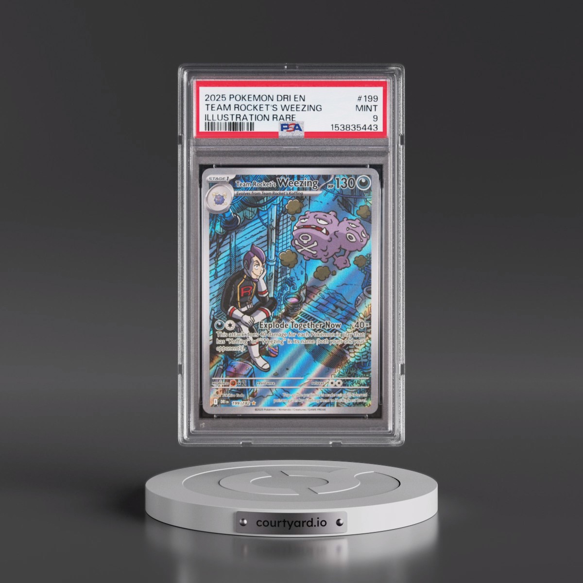 2025 Pokémon Dri EN-Destined Rivals #199 Team Rocket's Weezing - Illustration Rare (PSA 9 MINT)