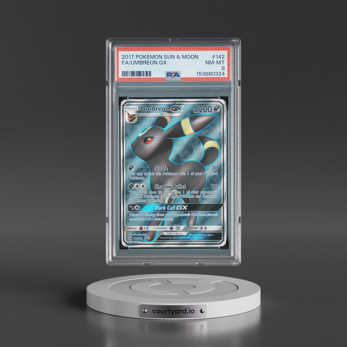 2017 Pokémon Sun & Moon #142 Umbreon GX - Holo Full Art (PSA 8 NM-MT)