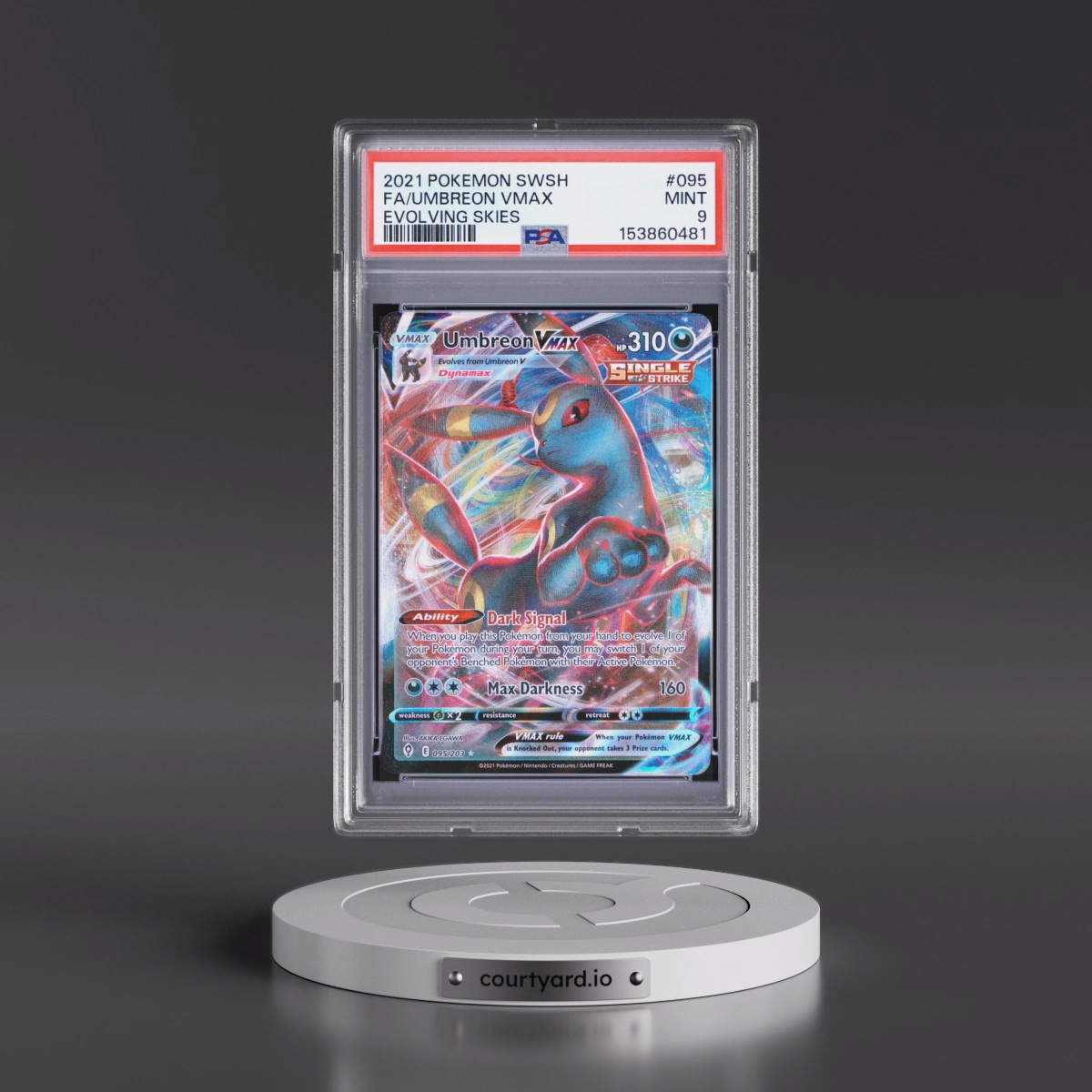 2021 Pokémon Sword & Shield Evolving Skies #095 Umbreon Vmax - Full Art (PSA 9 MINT)