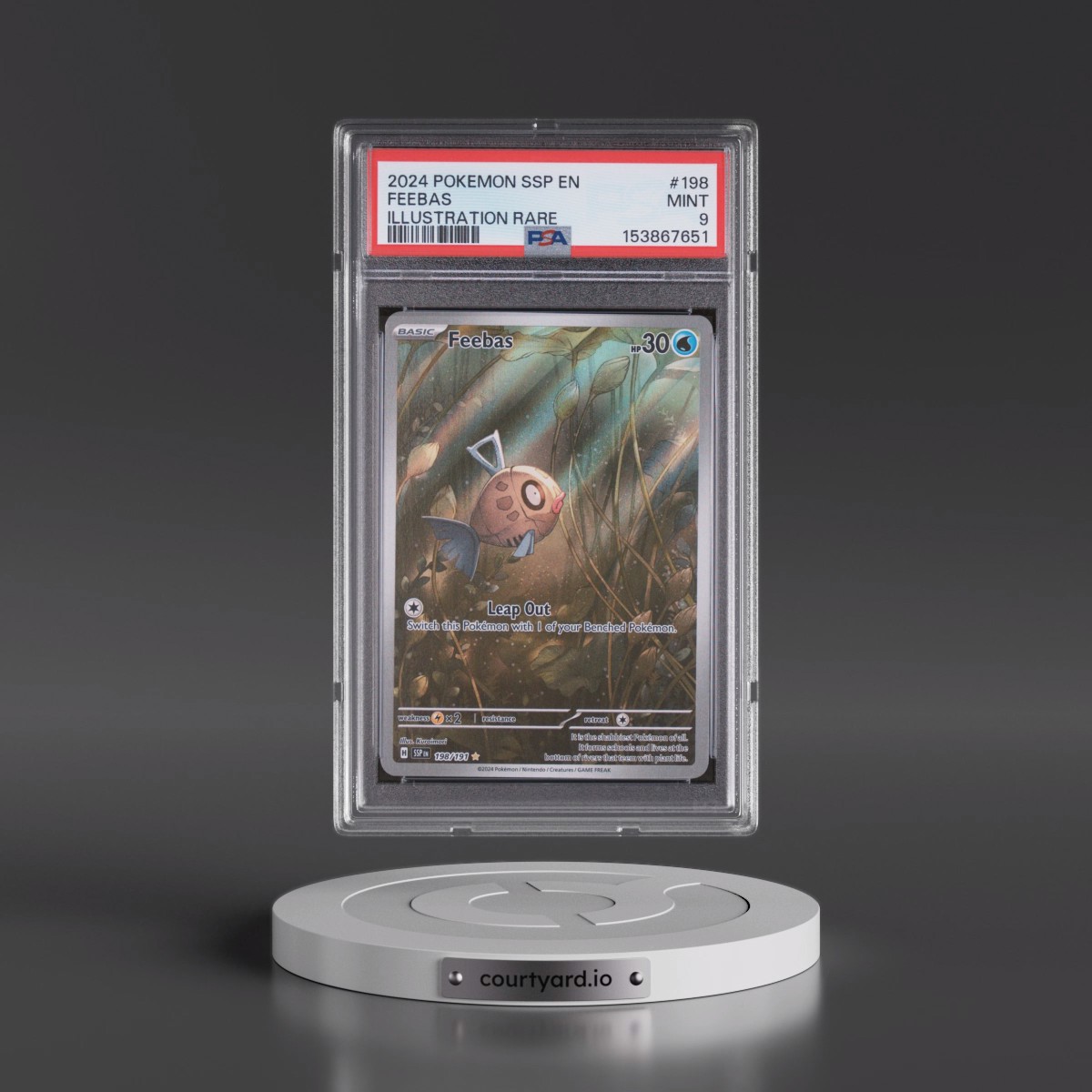 2024 Pokémon Ssp EN-Surging Sparks #198 Feebas - Illustration Rare (PSA 9 MINT)