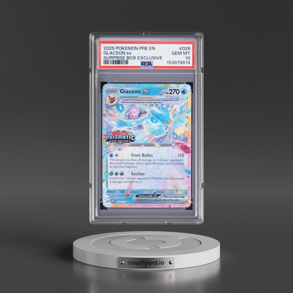 2025 Pokémon Pre EN-Prismatic Evolutions Glaceon EX - Holo Surprise Box Exclusive #026 PSA 10