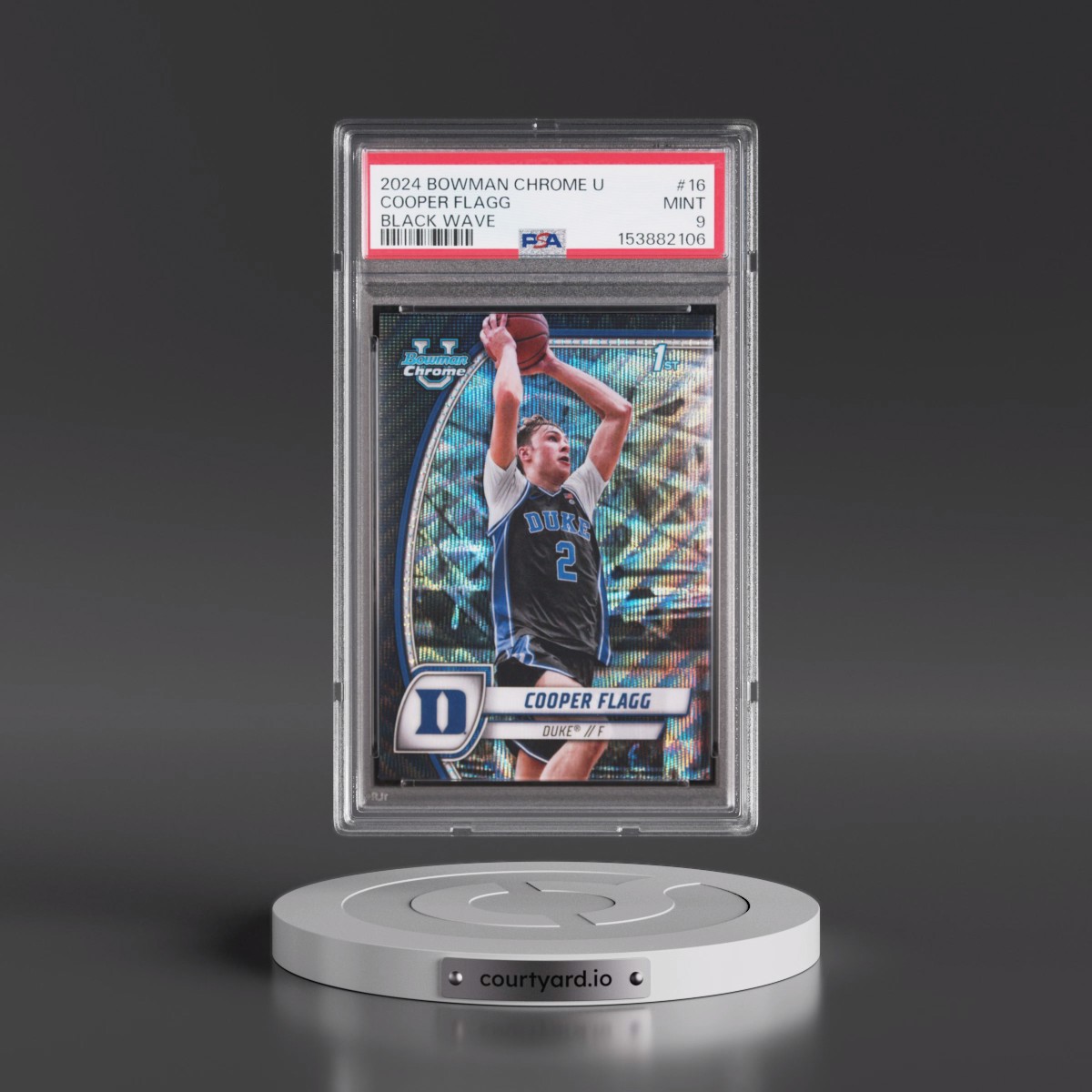 2024 Bowman Chrome University #16 Cooper Flagg - Black Wave (PSA 9 MINT)