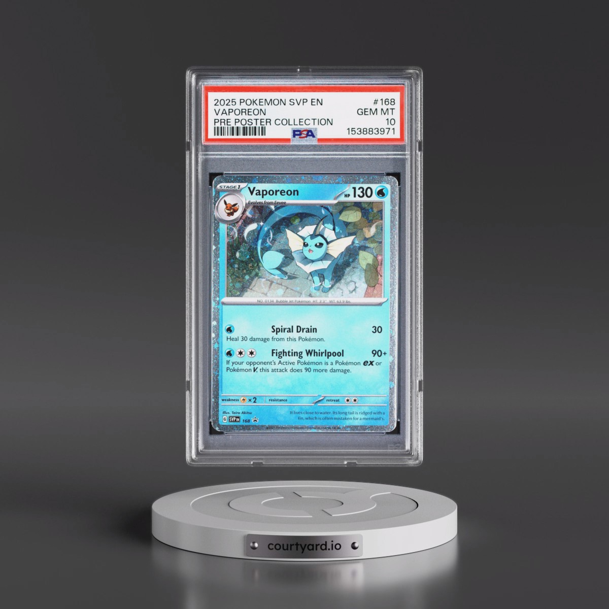 2025 Pokémon Svp EN-SV Black Star Promo #168 Vaporeon - Prismatic Evolutions Poster Collection (PSA 10 GEM MINT)