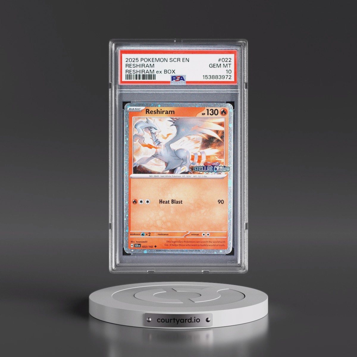2025 Pokémon Scr EN-Stellar Crown #022 Reshiram - Reshiram EX Box (PSA 10 GEM MINT)