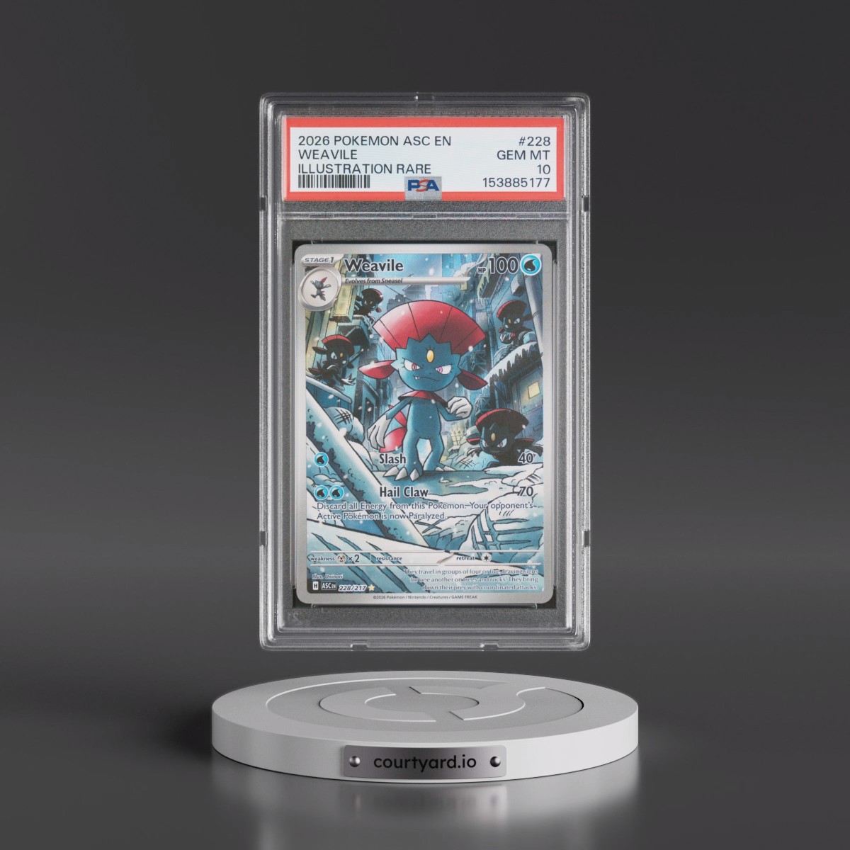 2026 Pokémon Asc EN-Ascended Heroes #228 Weavile - Illustration Rare (PSA 10 GEM MINT)