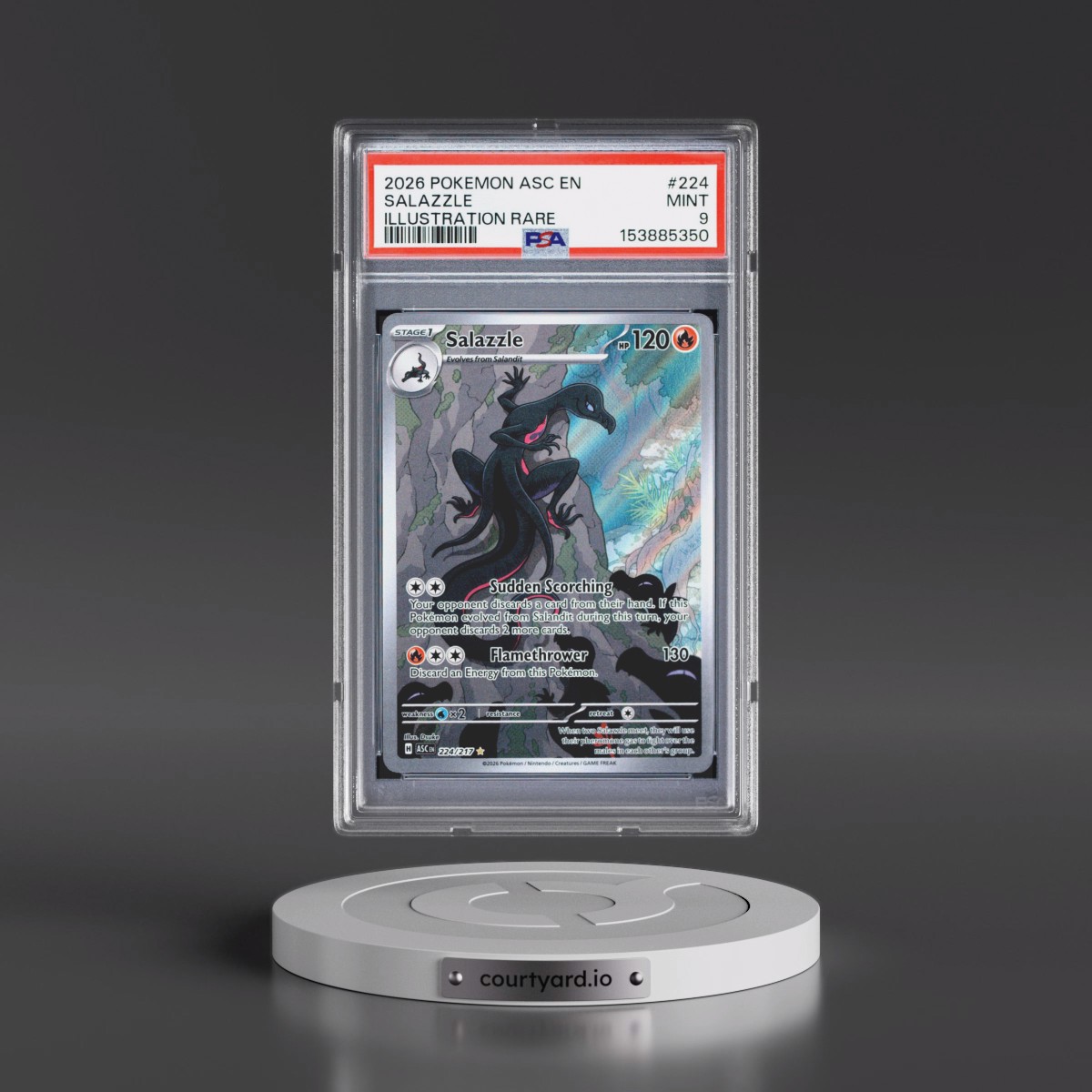 2026 Pokémon Asc EN-Ascended Heroes #224 Salazzle - Illustration Rare (PSA 9 MINT)
