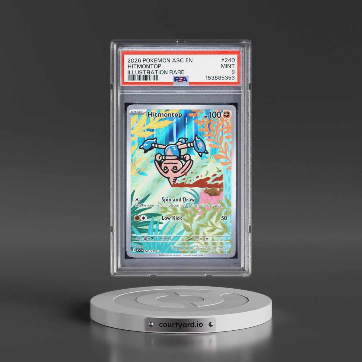 2026 Pokémon Asc EN-Ascended Heroes #240 Hitmontop - Illustration Rare (PSA 9 MINT)