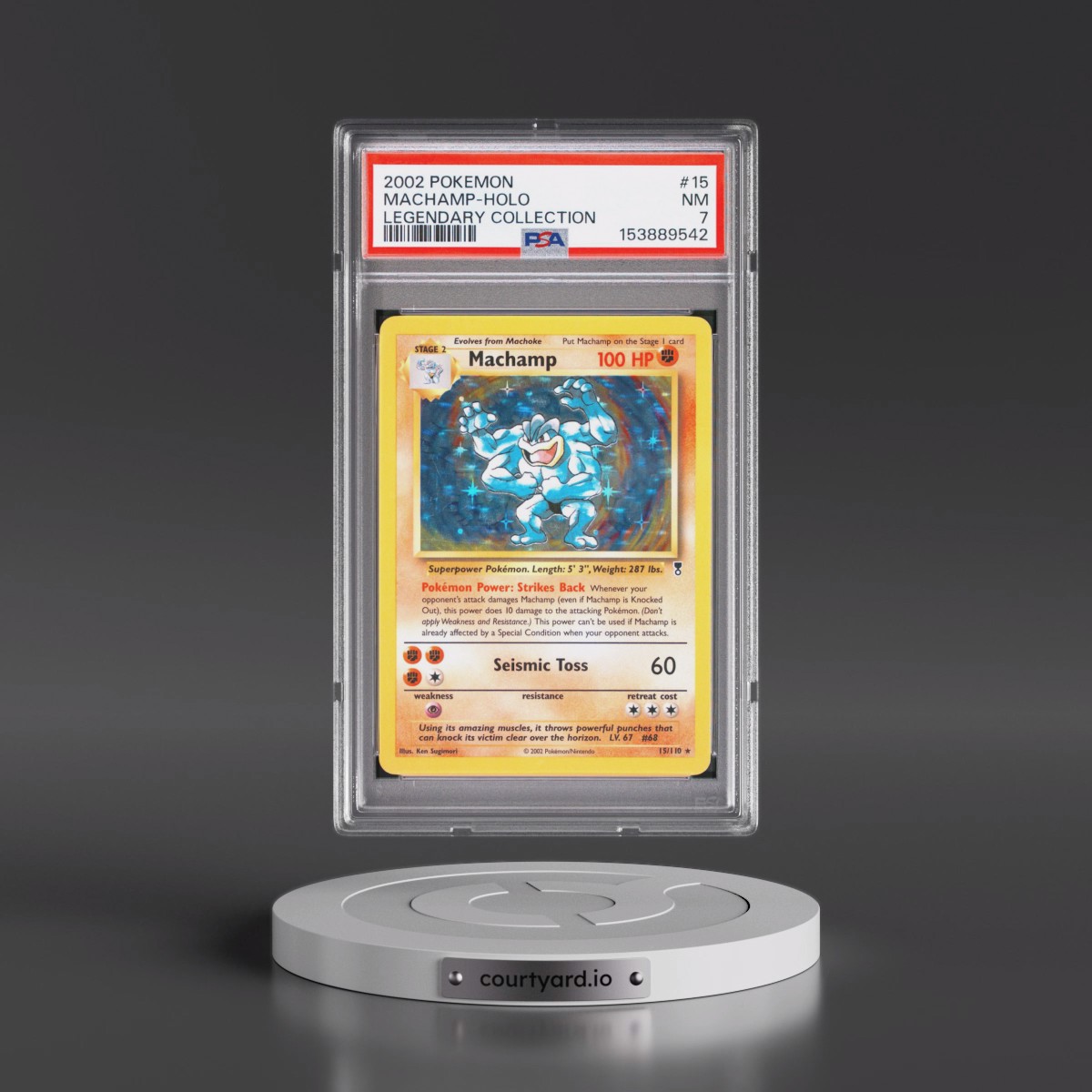 2002 Pokémon Legendary Collection #15 Machamp - Holo (PSA 7 NM)