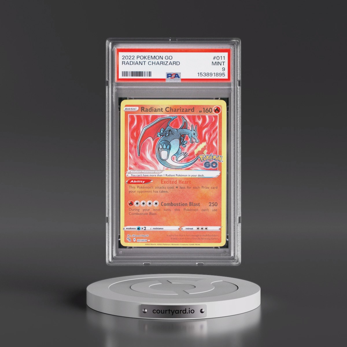 2022 Pokémon Go #011 Radiant Charizard - Holo (PSA 9 MINT)