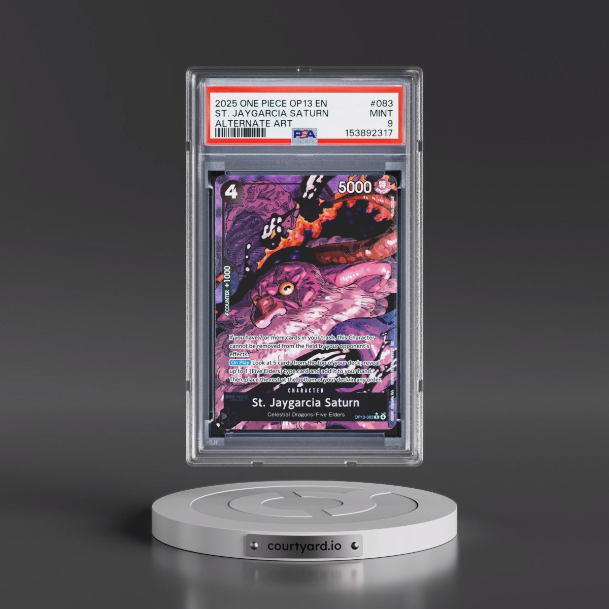 2025 One Piece OP13-Carrying on His Will #083 St. Jaygarcia Saturn - Alternate Art (PSA 9 MINT)
