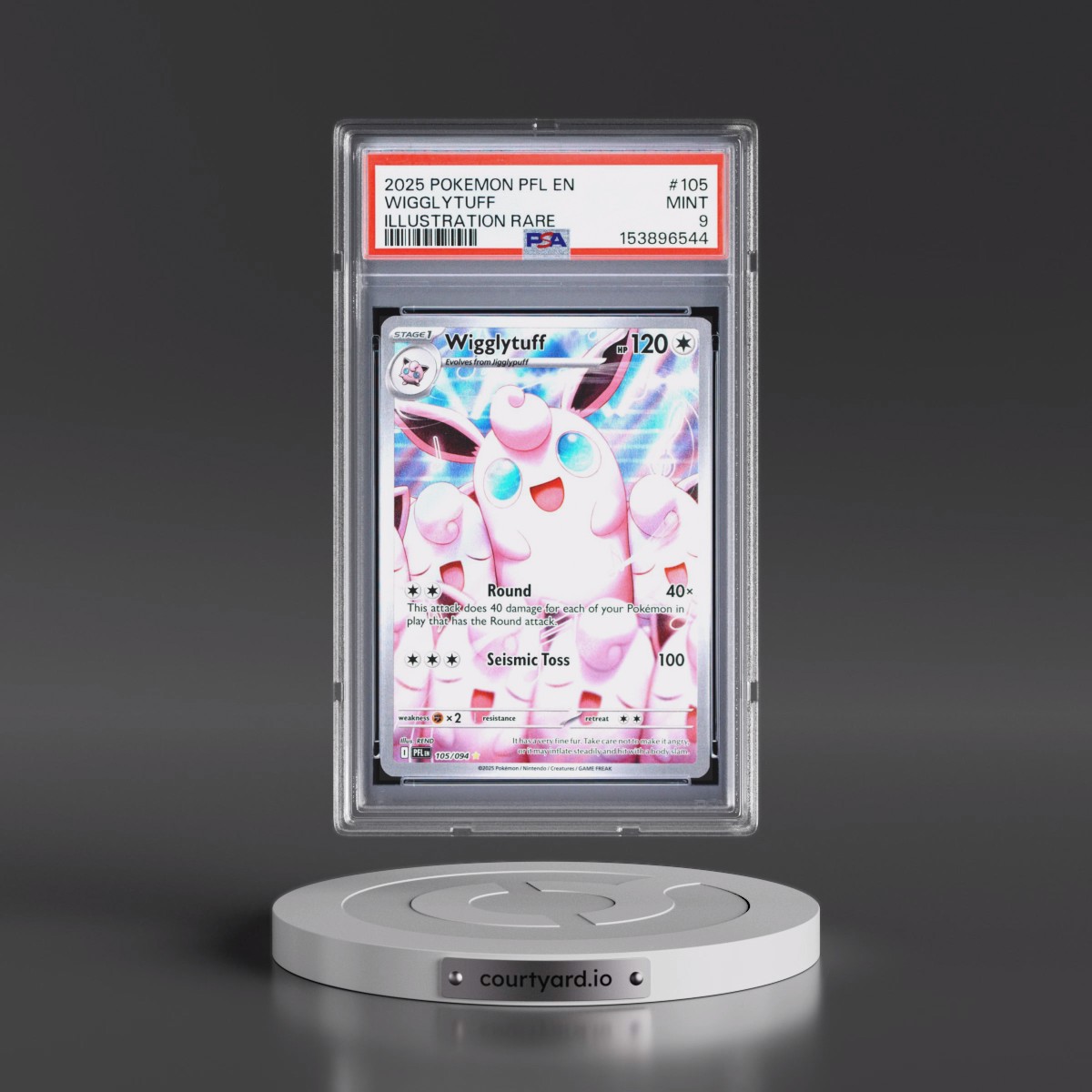 2025 Pokémon Pfl EN-Phantasmal Flames #105 Wigglytuff - Illustration Rare (PSA 9 MINT)