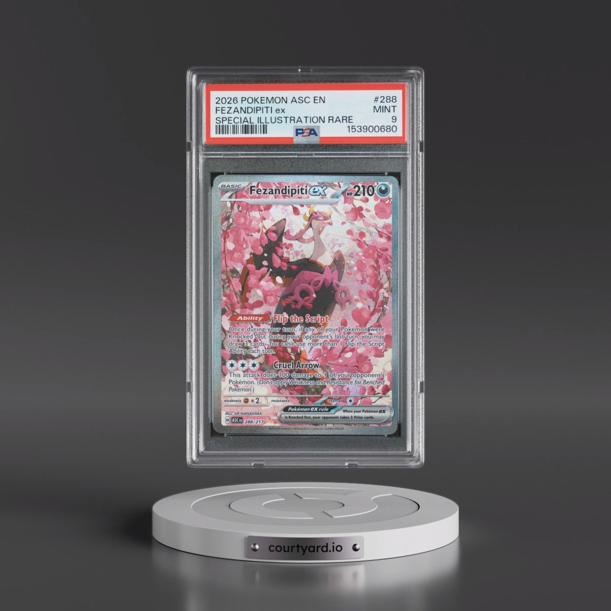 2026 Pokémon Asc EN-Ascended Heroes #288 Fezandipiti EX - Holo Special Illustration Rare (PSA 9 MINT)