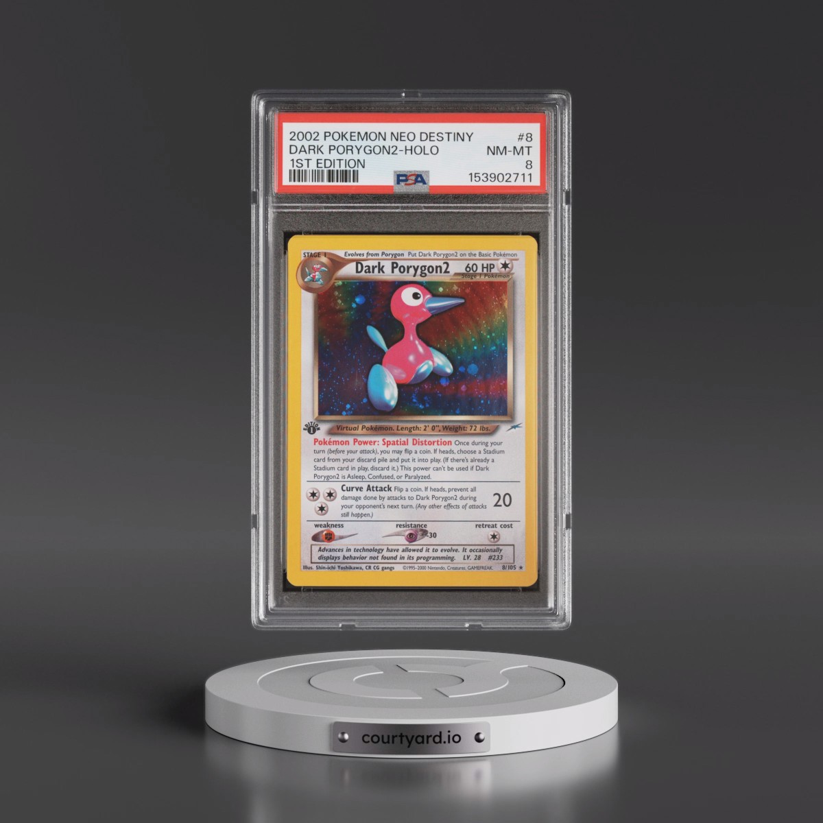 2002 Pokémon Neo Destiny #8 Dark PORYGON2 - 1st Edition Holo (PSA 8 NM-MT)
