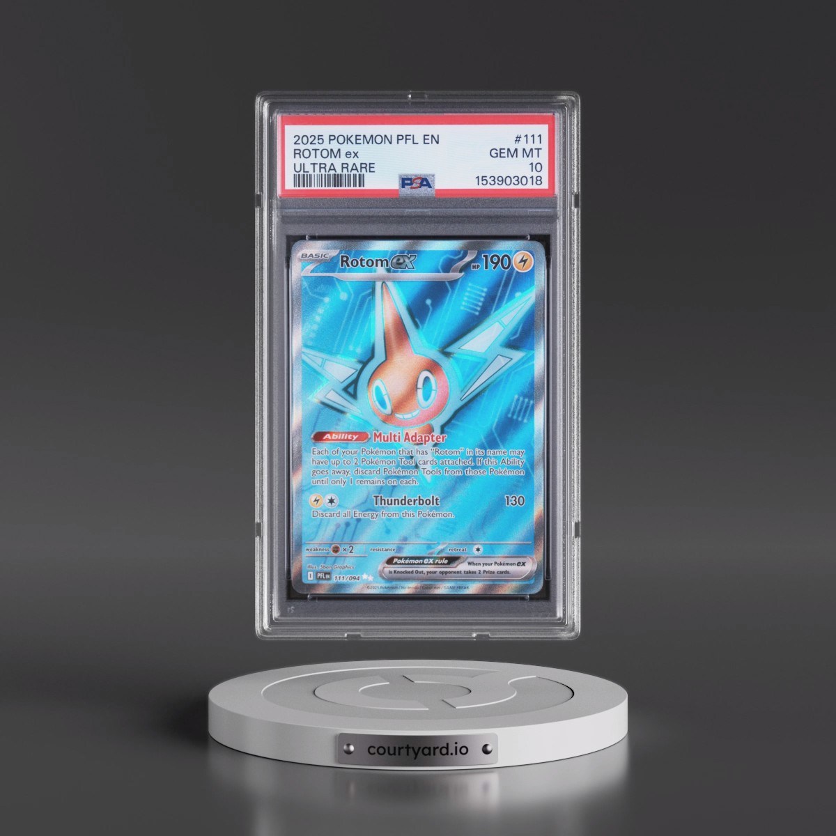 2025 Pokémon Pfl EN-Phantasmal Flames #111 Rotom EX - Holo Ultra Rare (PSA 10 GEM MINT)