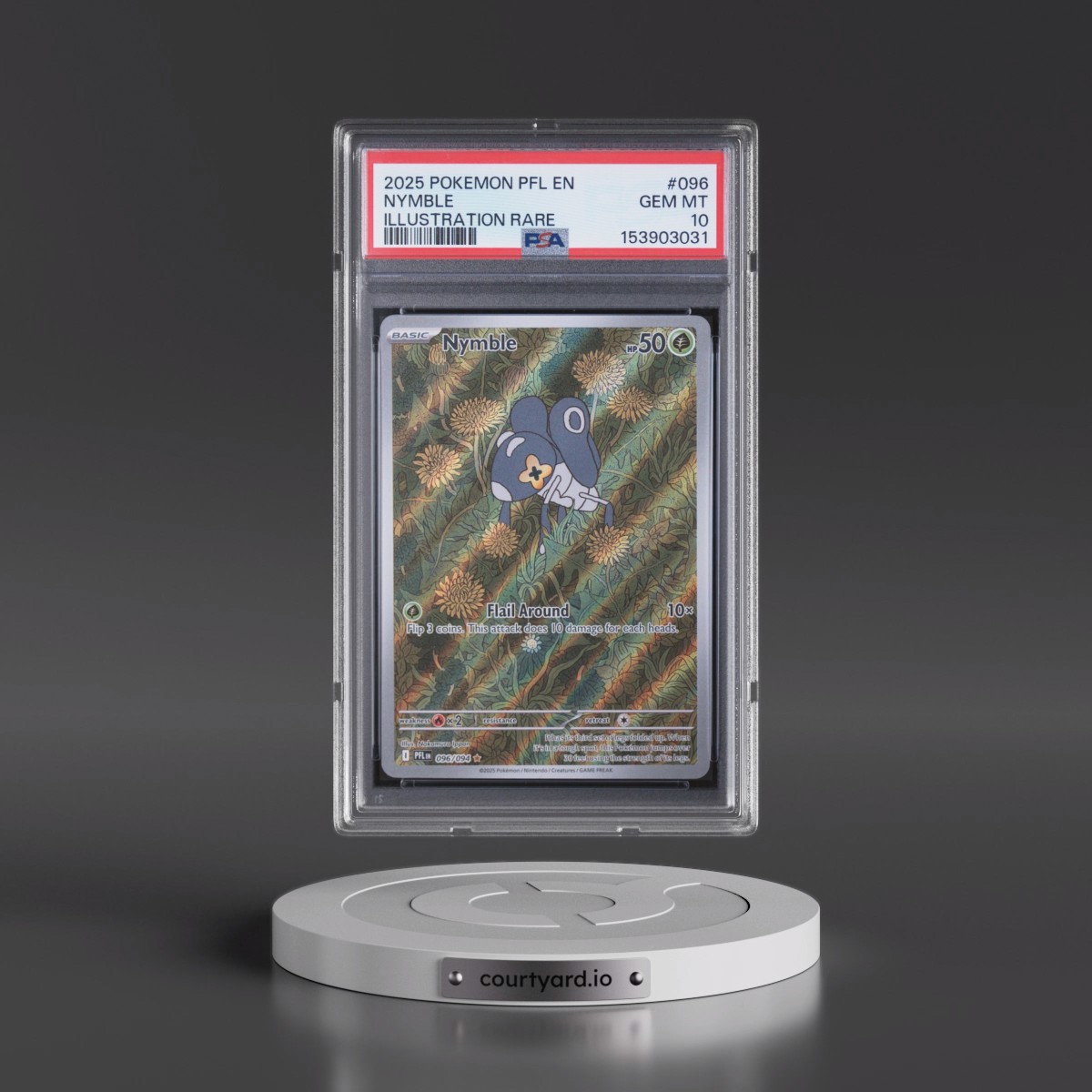 2025 Pokémon Pfl EN-Phantasmal Flames #096 Nymble - Illustration Rare (PSA 10 GEM MINT)