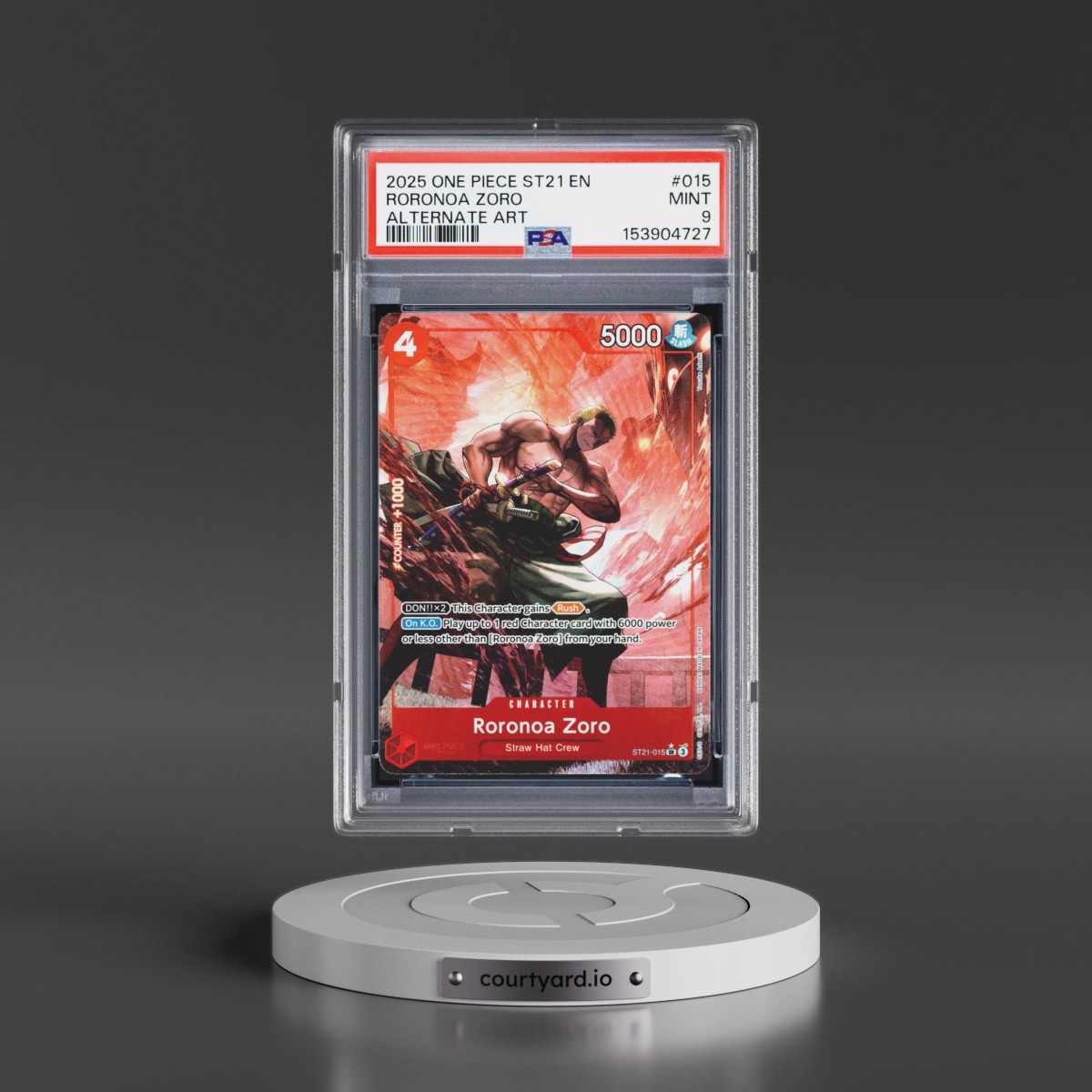 2025 One Piece Starter Deck ST21-EX Gear 5 #015 Roronoa Zoro - Alternate Art (PSA 9 MINT)