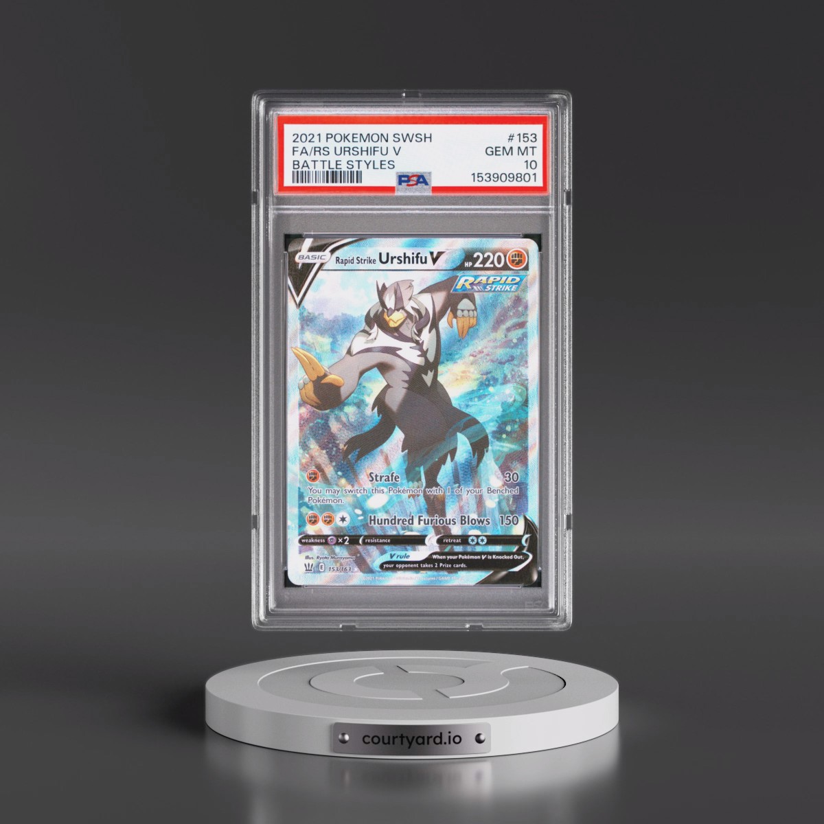 2021 Pokémon Sword & Shield Battle Styles #153 Rapid Strike Urshifu V - Holo Full Art (PSA 10 GEM MINT)