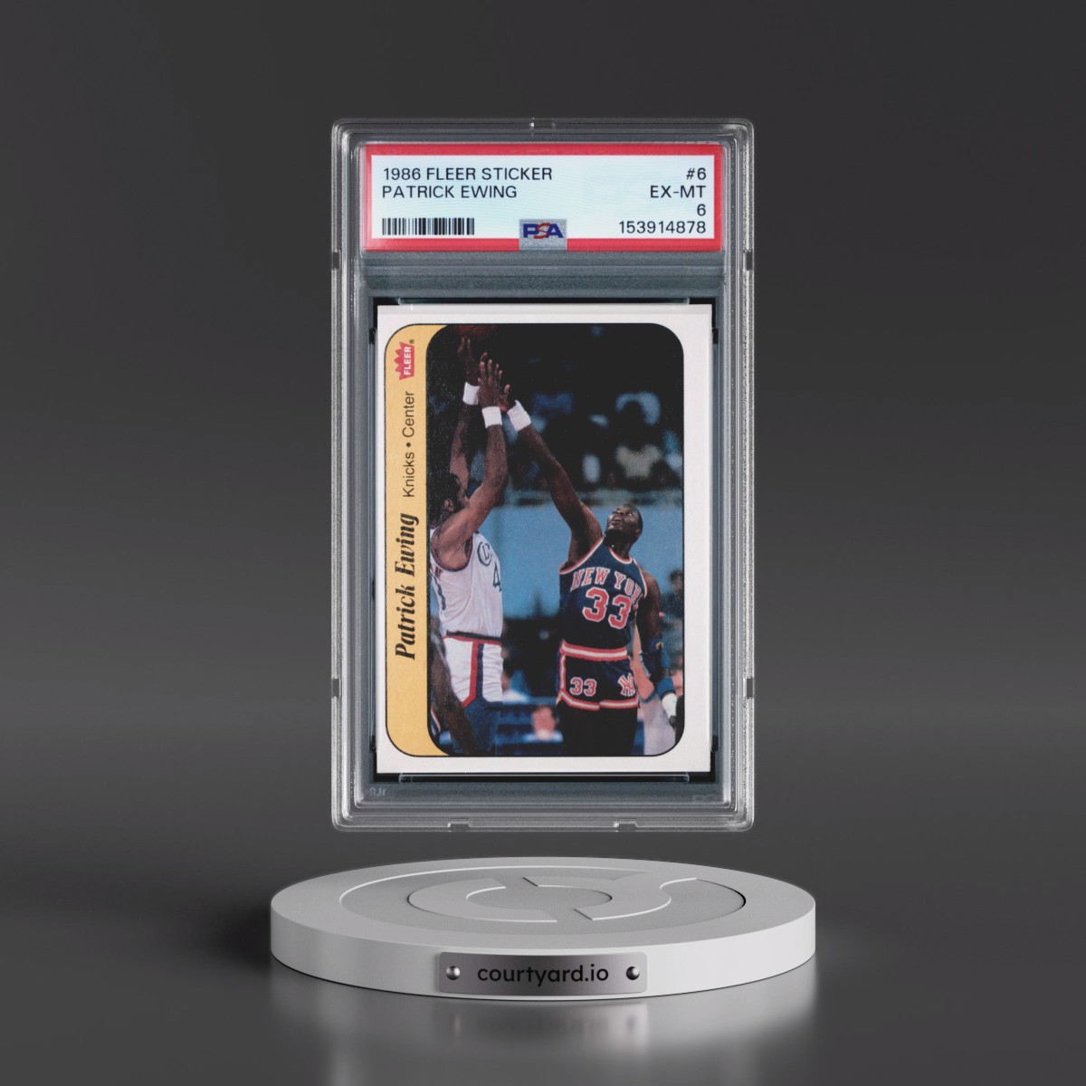 1986 Fleer Sticker #6 Patrick Ewing (PSA 6 EX-MT)