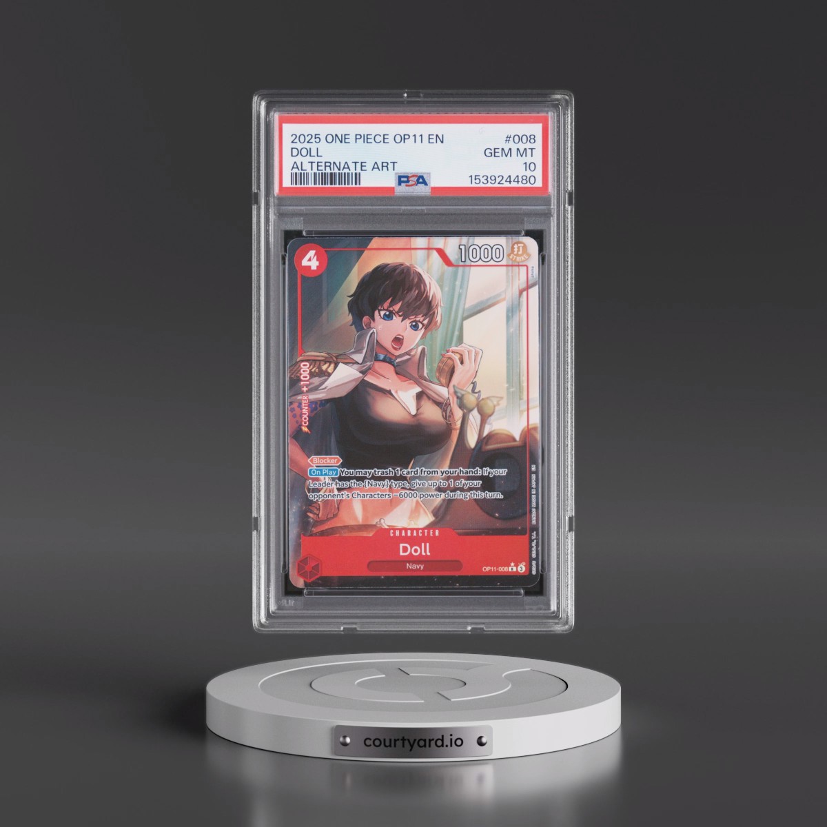 2025 One Piece OP11-A Fist of Divine Speed #008 Doll - Alternate Art (PSA 10 GEM MINT)