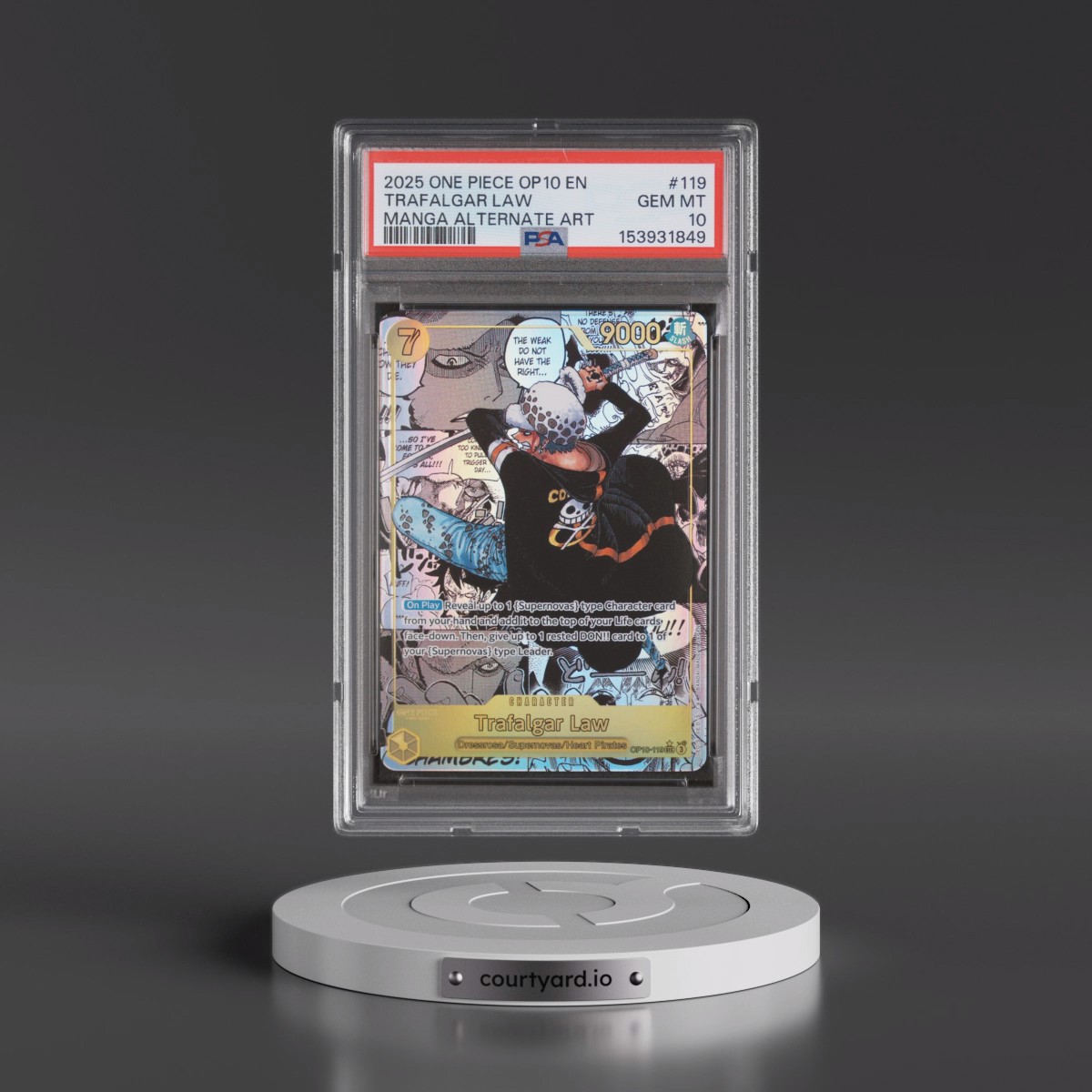2025 One Piece OP10-Royal Blood #119 Trafalgar Law - Manga Alternate Art (PSA 10 GEM MINT)