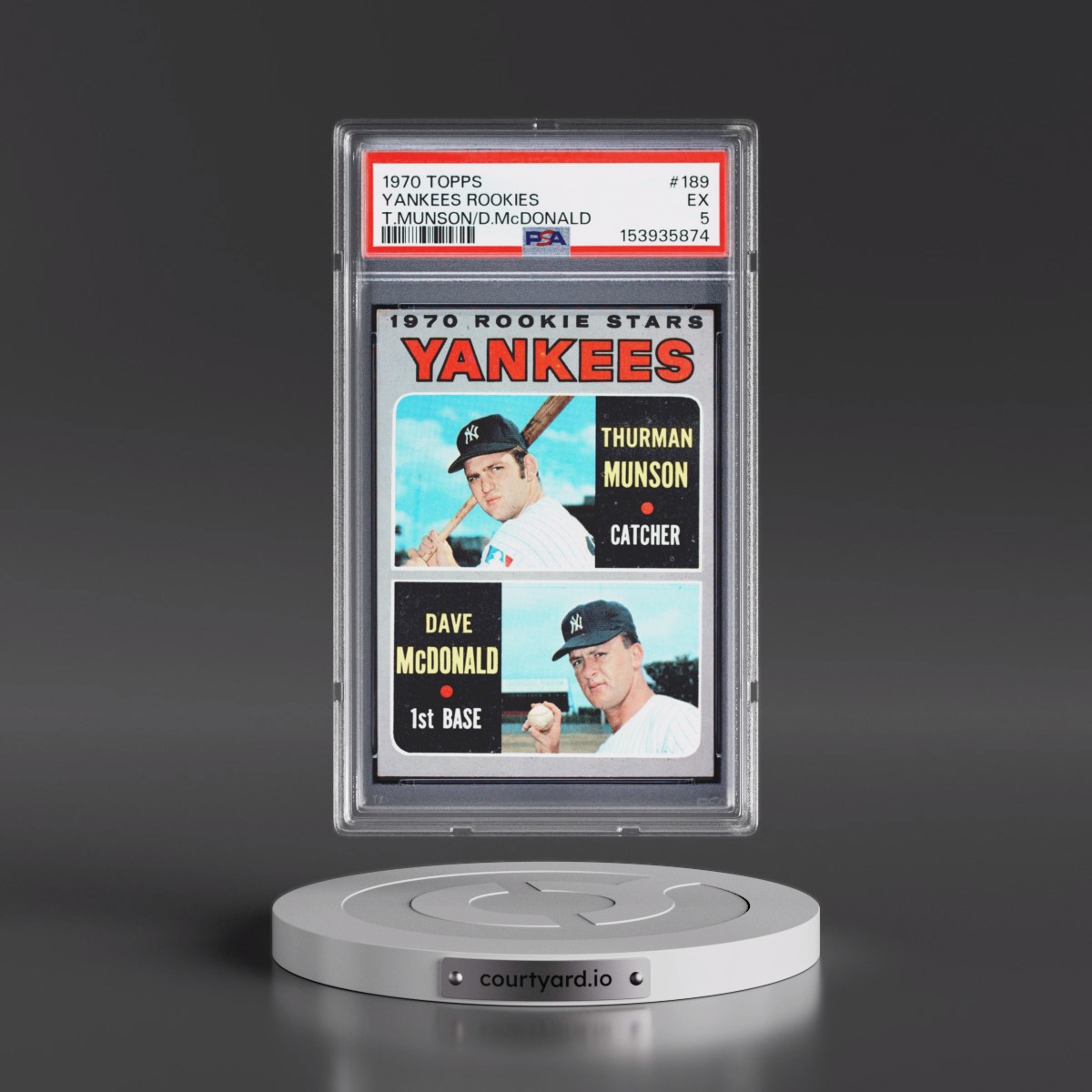 1970 Topps #189 Yankees Rookies - T.Munson/D.McDonald (PSA 5 EX)