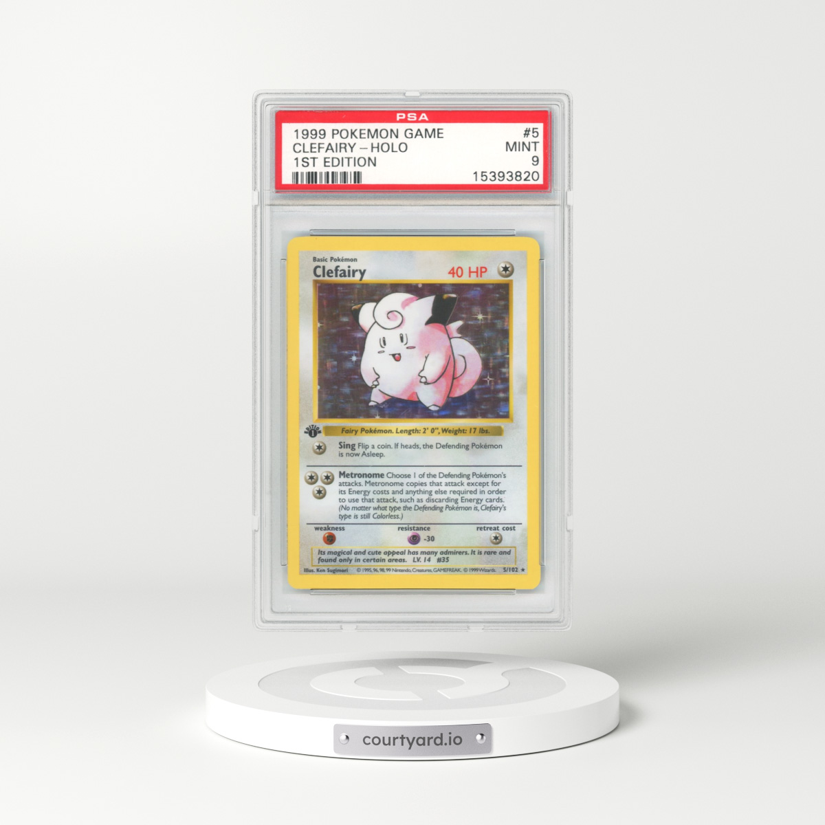 1999 Pokemon Game #5 Clefairy - 1st Edition Shadowless Holo (PSA 9 MINT)