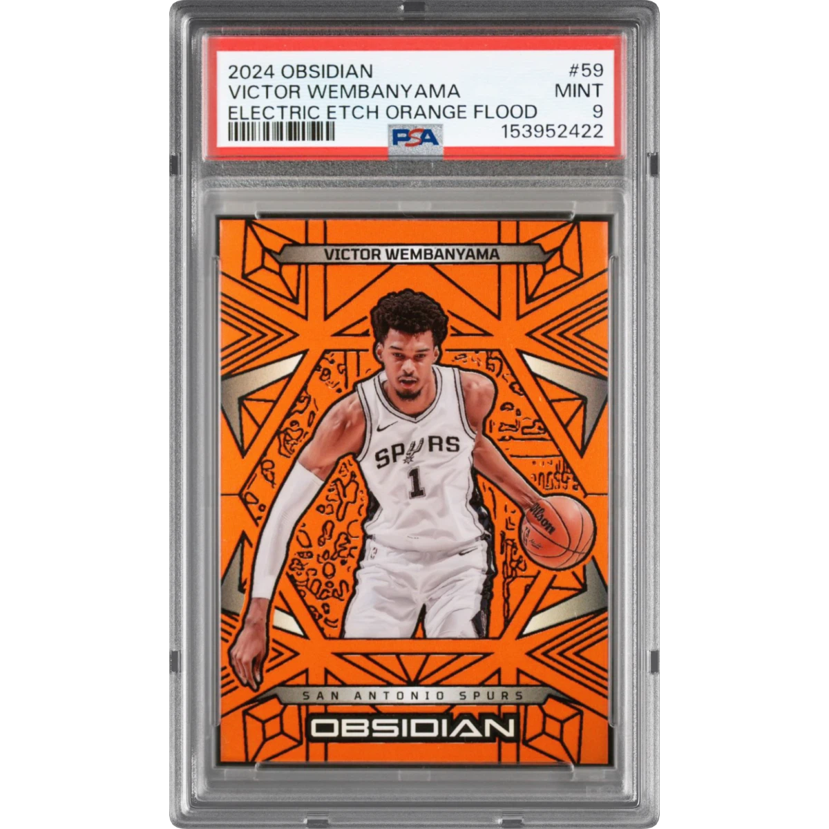 2024 Panini Obsidian #59 Victor Wembanyama - Electric Etch Orange Flood (PSA 9 MINT)