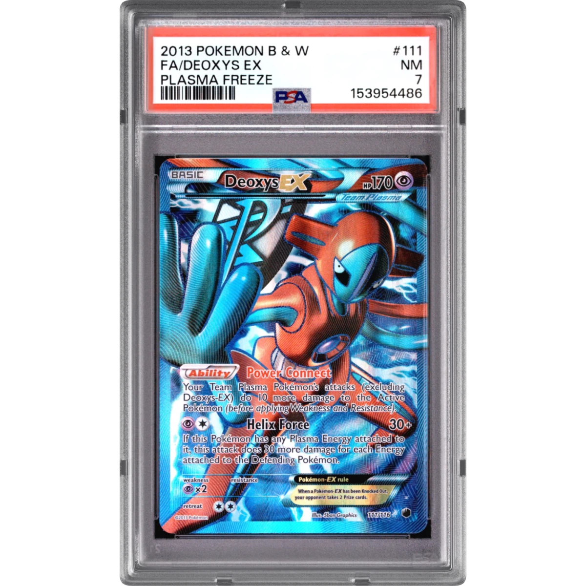 2013 Pokémon Black & White Plasma Freeze #111 Deoxys EX - Holo Full Art (PSA 7 NM)