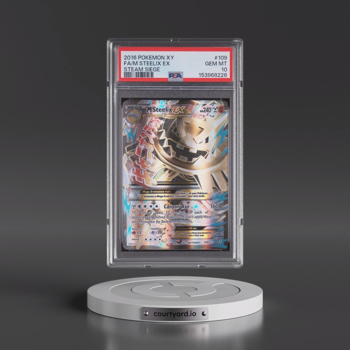 2016 Pokémon XY Steam Siege #109 M Steelix EX - Holo Full Art (PSA 10 GEM MINT)